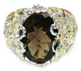 Перстень с дымчатым топазом Серебро 925