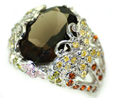 Перстень с дымчатым топазом Серебро 925