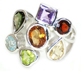 Оригинальное кольцо с самоцветами Серебро 925