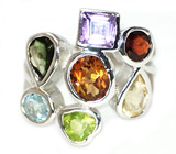 Оригинальное кольцо с самоцветами Серебро 925