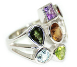 Оригинальное кольцо с самоцветами Серебро 925