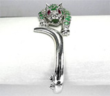 Элегантный браслет "Тигр" с изумрудами Серебро 925