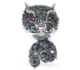 Кольцо "Тигр" с синими сапфирами Серебро 925