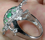 Кольцо "Ква!" с изумрудами Серебро 925