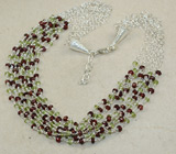 Колье с перидотами и турмалинами