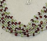 Колье с перидотами и турмалинами Серебро 925