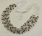 Колье с перидотами и турмалинами Серебро 925