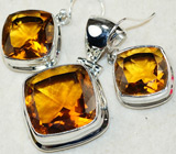 Комплект с медовым кварцем Серебро 925