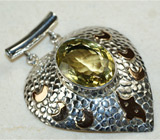Кулон с фигурной позолотой и лимонным цитрином Серебро 925