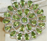 Замечательный крупный кулон с перидотами Серебро 925