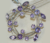 Крупный изящный кулон с аметистами Серебро 925