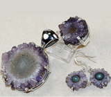 Эксклюзив! Комплект со слайсами аметиста Серебро 925