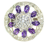 Симпатичное кольцо с аметистами и топазами Серебро 925