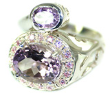 Оригинальное кольцо с аметистами Серебро 925