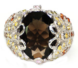 Замечательный перстень с дымчатым топазом Серебро 925