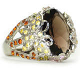 Замечательный перстень с дымчатым топазом Серебро 925