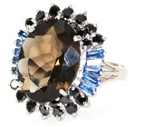 Стильное кольцо с дымчатым топазом Серебро 925