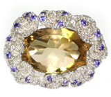 Великолепное кольцо с цитрином Серебро 925