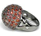 Высокое кольцо с ярко-оранжевыми сапфирами Серебро 925