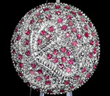 Эффектный перстень с розовыми сапфирами Серебро 925