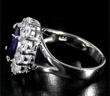 Кольцо с крупным синим сапфиром Серебро 925