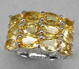 Кольцо с золотистыми цитринами Серебро 925