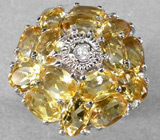 Великолепное кольцо с золотистыми цитринами Серебро 925