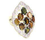 Замечательное кольцо с турмалинами Серебро 925