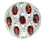 Эффектное кольцо с гранатами Серебро 925