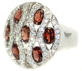 Эффектное кольцо с гранатами Серебро 925