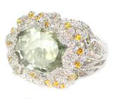 Перстень с платиново-зеленым аметистом Серебро 925