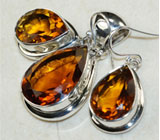 Комплект с медовым кварцем Серебро 925