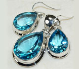 Комплект c ярко-голубым кварцем Серебро 925