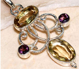 Кулон с аметистами и цитринами Серебро 925