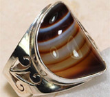 Стильное кольцо с "тигровым" агатом Серебро 925