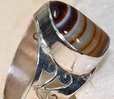 Стильное кольцо с "тигровым" агатом Серебро 925