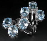 Кольцо с небесно-голубыми топазами Серебро 925