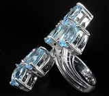 Кольцо с небесно-голубыми топазами Серебро 925