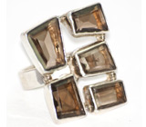 Оригинальное кольцо с дымчатыми топазами Серебро 925