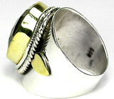 Перстень с позолотой и зеленым аметистом Серебро 925