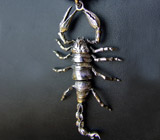 Крупный кулон «Скорпион» на кожаном шнуре Серебро 925