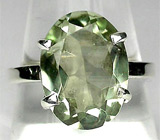 Стильное кольцо с зеленым аметистом Серебро 925