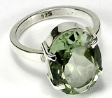 Стильное кольцо с зеленым аметистом Серебро 925