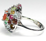 Яркое кольцо с самоцветами Серебро 925