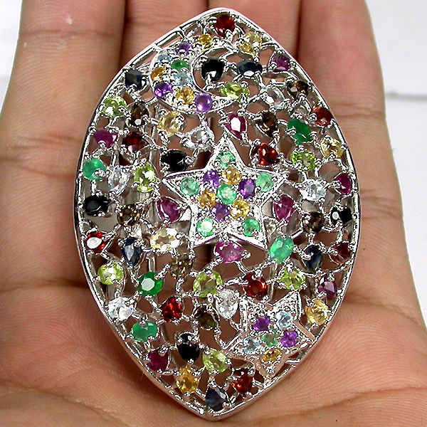 Удивительное КРУПНОЕ кольцо с самоцветами