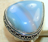 Эффектное кольцо с голубым агатом (Ботсвана) Серебро 925