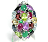 Изумительное кольцо с самоцветами Серебро 925