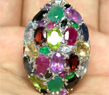 Изумительное кольцо с самоцветами Серебро 925