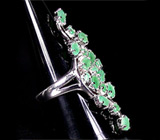 Великолепное изящное кольцо с изумрудами Серебро 925