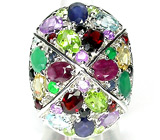 Роскошное кольцо с самоцветами Серебро 925